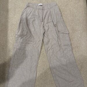 Abercrombie & Fitch Women's Tan linen Cargo Pants